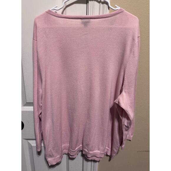 Talbots Pink Pointelle Button UP Cardigan Sweater Women's Plus Size 3X - Picture 5 of 8